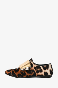 Jimmy Choo Leopard Print Pony Hair GHW Loafers Size 38