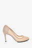 Jimmy Choo Nude Shimmer Rounded Heels Size 34