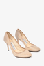 Jimmy Choo Nude Shimmer Rounded Heels sz 34
