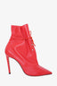 Jimmy Choo Red Leather Tie-Up Ankle Boots Size 41