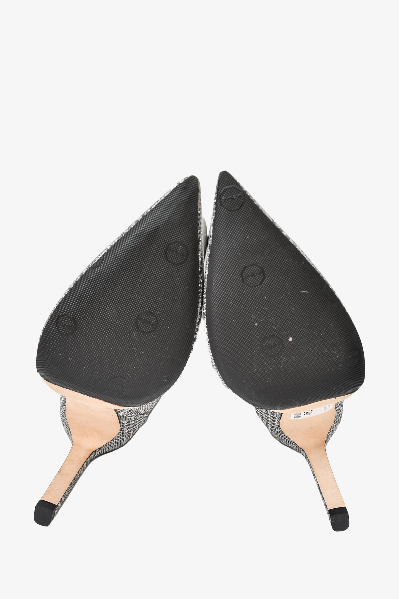 Jimmy Choo Silver Houndstooth Glitter Mavis 100 Knee High Boots