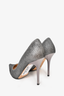 Jimmy Choo Silver Metallic Pointed Toe Heels Size 37
