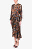 Johanna Ortiz Green/Brown Jaguar Printed Silky Maxi Dress Size 6