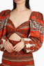 Johanna Ortiz Red/White Patterned Long Sleeve Cutout Mini Dress Size 2