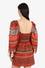 Johanna Ortiz Red/White Patterned Long Sleeve Cutout Mini Dress Size 2