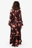 Johanna Ortiz x H&M Burgundy/Peach Floral Ruffle Maxi Dress Size S