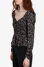 Jonathan Simkhai Black Floral Print Twisted Long Sleeve Blouse Size XS