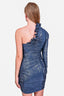 Jonathan Simkhai Blue Foil Pleated One Shoulder Dress Size 4