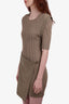 Jonathan Simkhai Green Gianina Vegan Leather Rib Knit Mini Dress Size L