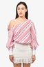 Jonathan Simkhai White/Red Striped Off the Shoulder Bodysuit Size XS