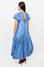 Joslin Blue Cotton Poplin Eyelet Detail 'Vivienne' Maxi Dress Size S