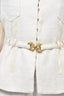 Roberto Cavalli Cream Tweed Belted Blazer Size 46