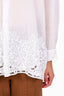 Junya Watanabe White Cotton Poplin Embroidered Button Down Shirt sz XS