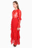 Just Cavalli Red Sheer Lace Maxi Tiered Dress Size 40