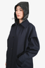 Kassle Navy Oversized Hooded Trench Coat Size S