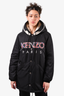 Kenzo Black/White Nylon Logo Front Button-Up Jacket with Sherpa Lining Size XS