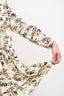 Khaite Cream Silk Safari Pattern Pleated Dress Size 6