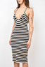 Khaite Cream/Black Striped Cashmere 'George' Cross Strap Midi Dress