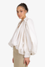 Khaite White Pleated Puff Sleeve Blouse Size L