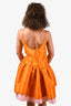 Kika Vargas Orange/Pink Silk Blend Taffeta Ruffle 'Ruth' Mini Dress Size S