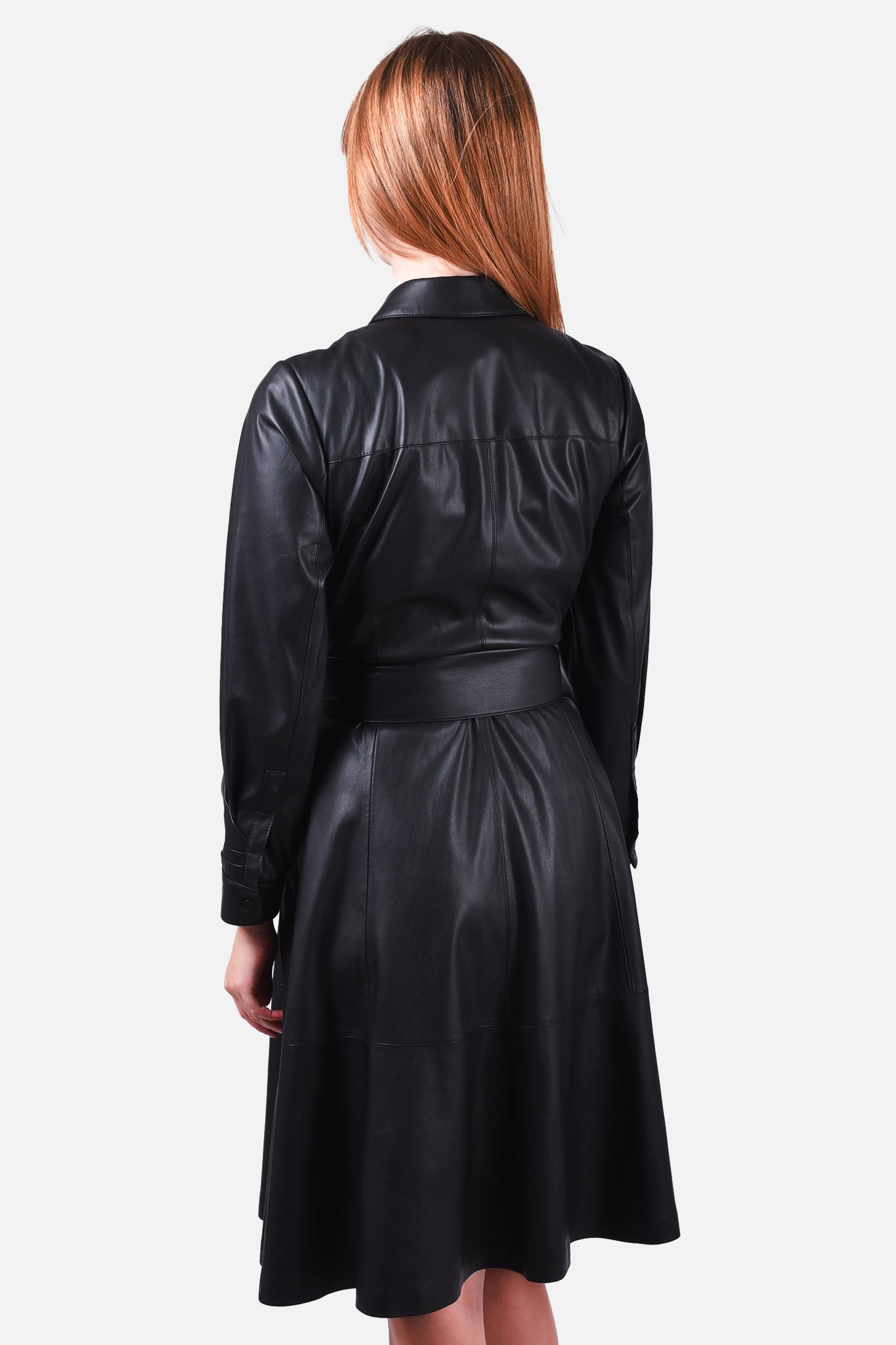 Kobi Halperin Black Faux Leather Fontana Belted Dress Size S