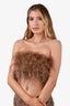 LAMARQUE Taupe Feather Bandeau Top Size XS