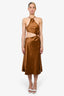 LPA Brown Satin Cutout 'Imani' Dress Size S
