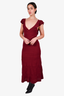 La Maille Sezane Red Knit Ruffle Detail Sleeveless Dress Size M