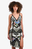 La Perla 2017 RTW Blue Silk/Black Fishnet Bustier Midi Dress Size 38