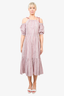 La Vie Rebecca Taylor Pink Check Printed Cold Shoulder Midi Dress Size XS