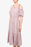 La Vie Rebecca Taylor Pink Check Printed Cold Shoulder Midi Dress sz XS