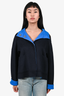 Lafayette 148 Navy/Blue Reversible Wool/Cashmere Short Coat Size M
