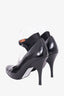 Lanvin Black Leather Pump with Suede Ankle Button Closure Size 39
