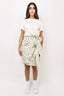 Lanvin Cream/Navy Silk Printed "L'amour" Dress Size 40