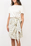Lanvin Cream/Navy Silk Printed "L'amour" Dress Size 40