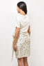 Lanvin Cream/Navy Silk Printed "L'amour" Dress Size 40