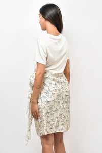 Lanvin Cream/Navy Silk Printed "L'amour" Dress sz 40 w/ Tags