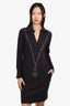 Lanvin Grey Wool V-Neck Dress with Gem Embellishments Size 36