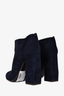 Lanvin Navy Suede Block Heeled Boots Size 37.5