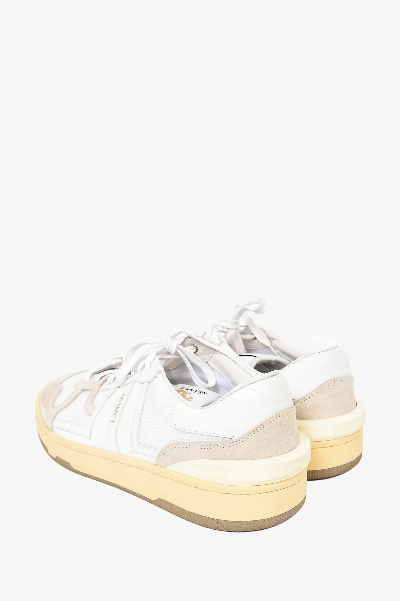 Lanvin White/Beige Low-Top Sneakers Size 45
