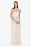 Lanvin White Lace Strapless Gown with Waist Bow Size 38