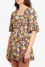 Les Reveries Pink/Black Silk Floral Printed Mini Dress Size 6
