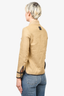 Loewe Beige Linen Zip Up 'Saharienne' Jacket with Brown Leather Trim Size 36