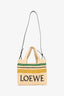 Loewe Beige Logo Embroidered Striped Small Tote Bag with Strap