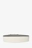 Loewe White/Grey Reversible Leather Wide Belt with Bubble Anagram Buckle Size 90/36