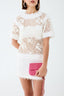 Pre-Loved Chanel™ White Crochet CC Short Sleeve Mini Dress Size 36