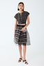 Pre-Loved Chanel™ Black/White Net 'Coco Mark' Flared Skirt with Black Slip Size 38
