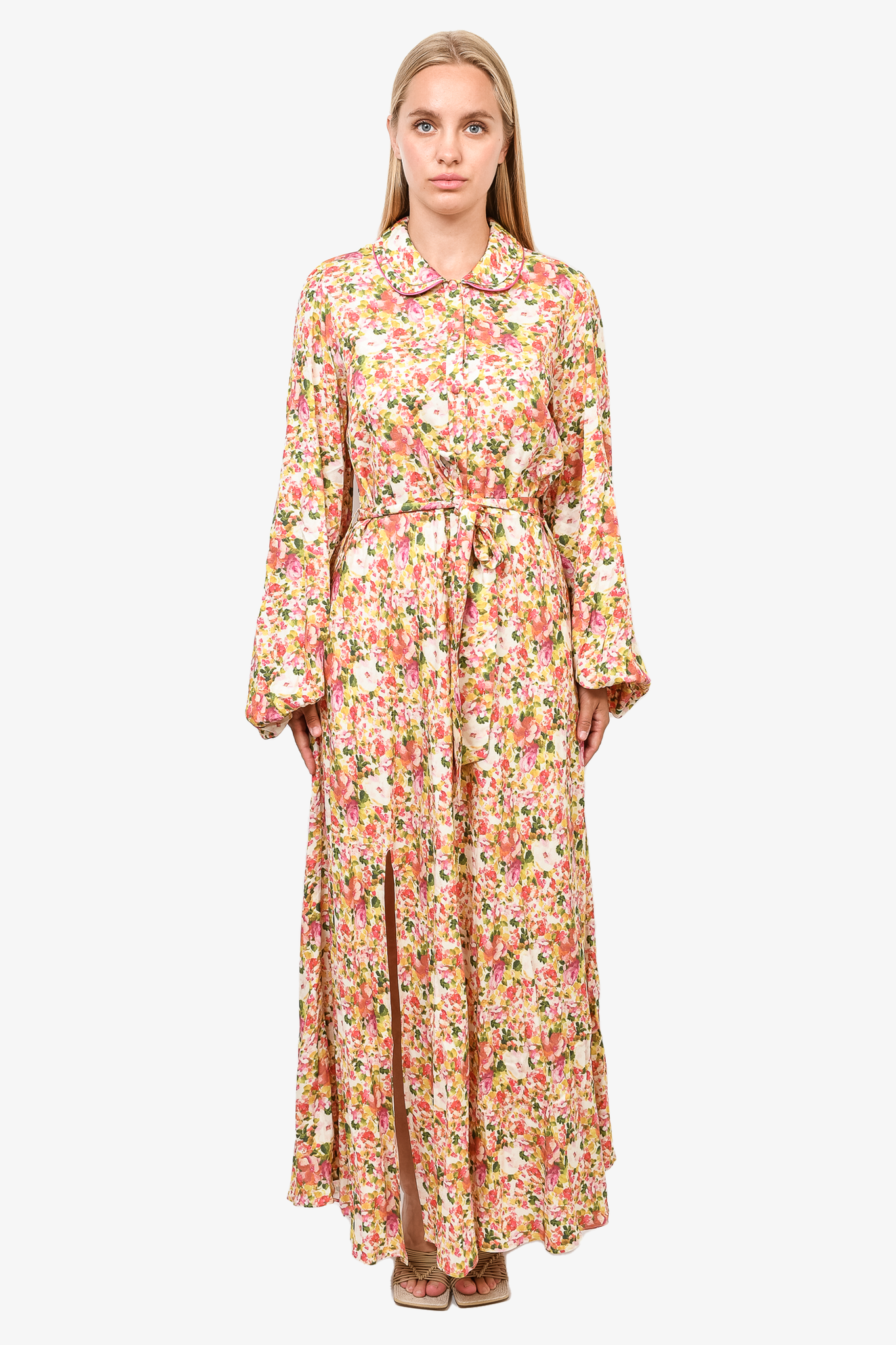 Floral button 2025 maxi dress