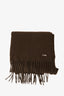 Loro Piana Forest Green Cashmere Fringe Scarf 'As Is'