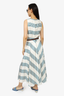Loro Piana White/Blue Silk Striped Sleeveless Maxi Dress Size 44